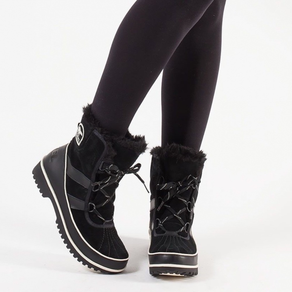 Sorel Tivoli II Snow Boots Womens 5 Black Waterproof Faux Fur NL2089-010